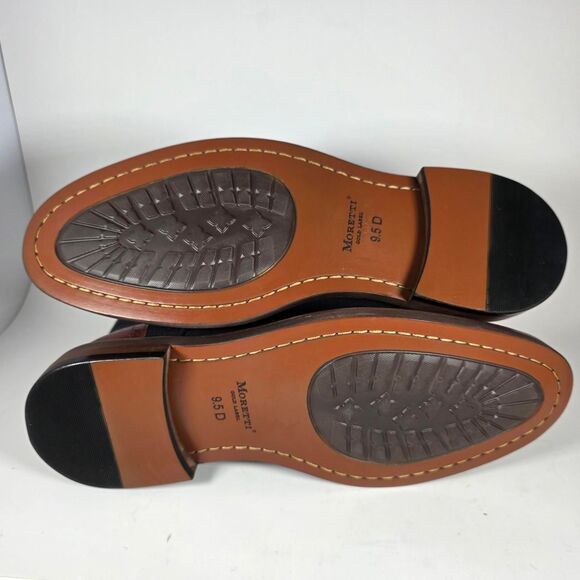 Moretti Lace Up Boots Gold Label, Mens 9.5 D, Dark Blue wool, Brown Cap Toe NWOT - Picture 7 of 8